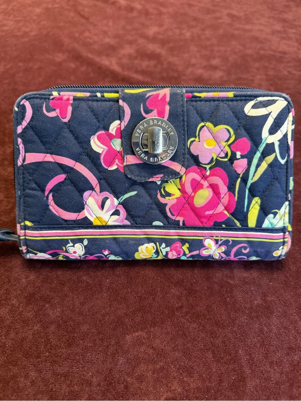 Vera Bradley Quilted Turn Lock Wallet in Ribbons